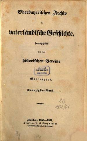  - Oberbayerisches Archiv 1859/61